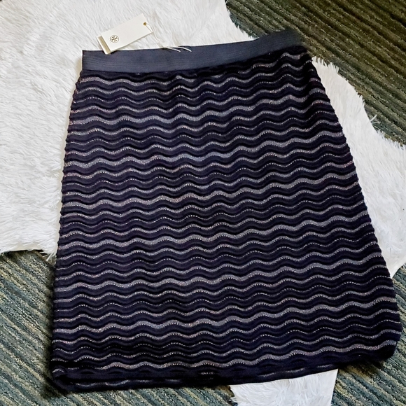 Tory Burch Navy Metallic Skirt - Picture 4 of 9
